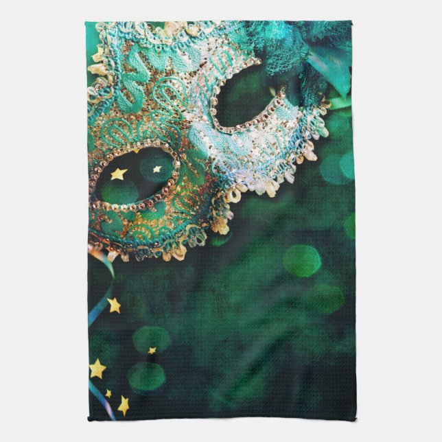 Masquerade Mask Costume Hallowe Kitchen Dish Towel (Vertical)