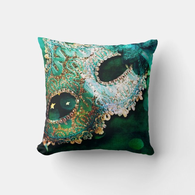 Masquerade Mask Costume Hallowe Throw Couch Pillow (Front)