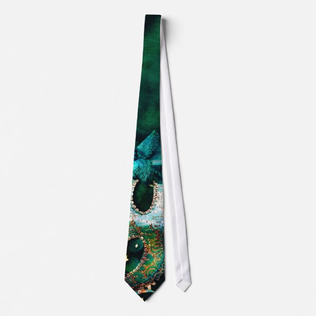 Masquerade Mask Costume Halloween Mardi Mens Tie (Front)