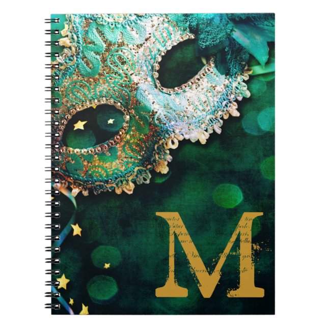 Masquerade Mask Costume Monogram Initial Note Book (Front)