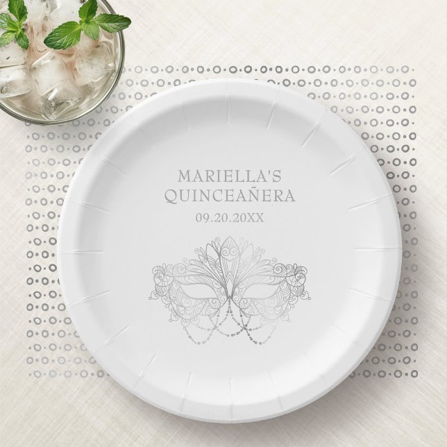 Masquerade Mask Elegant Quinceanera Paper Plate (Creator Uploaded)