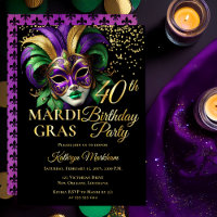 Masquerade Mask Mardi Gras 40th Birthday Party