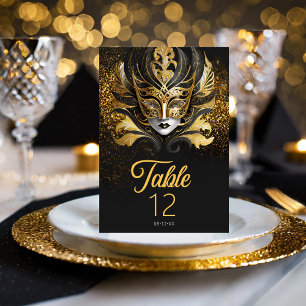 Masquerade Mask Motif Black Gold ID1031 Table Number