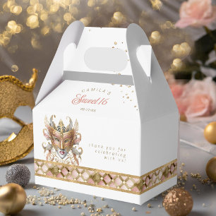 Masquerade Mask Motif Harlequin Rose Gold ID1032 Favour Box