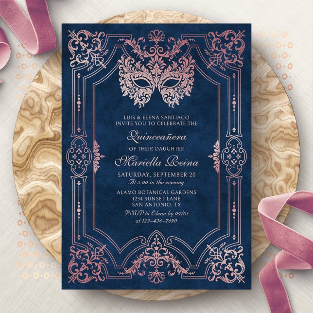 Masquerade Mask Pink Elegant Quinceanera Invitation (Creator Uploaded)