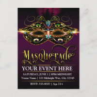 MASQUERADE Mask Purple Promotional Party Postcard