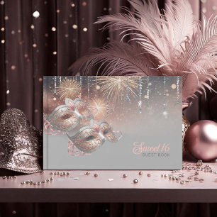 Masquerade Mask Sweet Sixteen Rose Gold ID1032 Guest Book