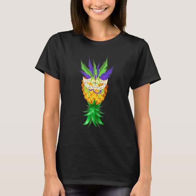 Masquerade Mask Swinger Upside Down Pineapple T-Shirt (Front)