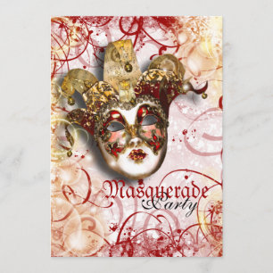 Masquerade mask venetian mardi gras party invitation