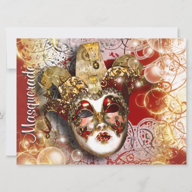 Masquerade mask venetian mardi gras party invitation (Front)