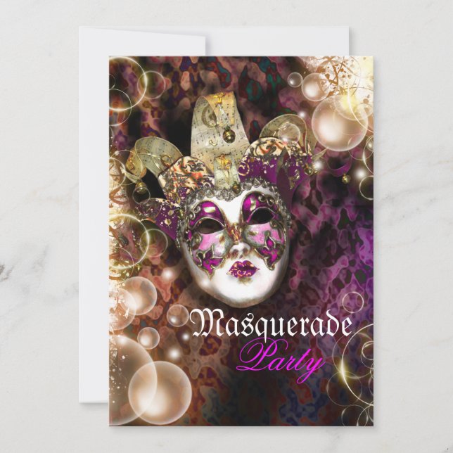 Masquerade mask venetian mardi gras party invitation (Front)