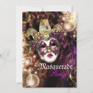 Masquerade mask venetian mardi gras party invitation
