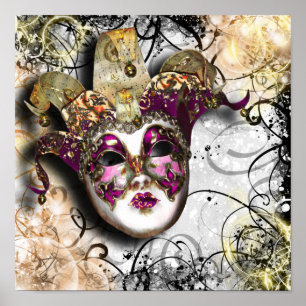 Masquerade mask venetian mardi gras party poster