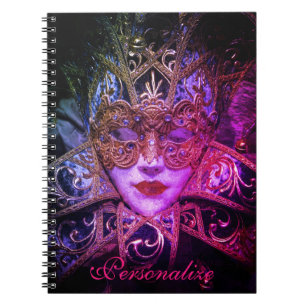 Masquerade mask Victorian elegant black pink Notebook