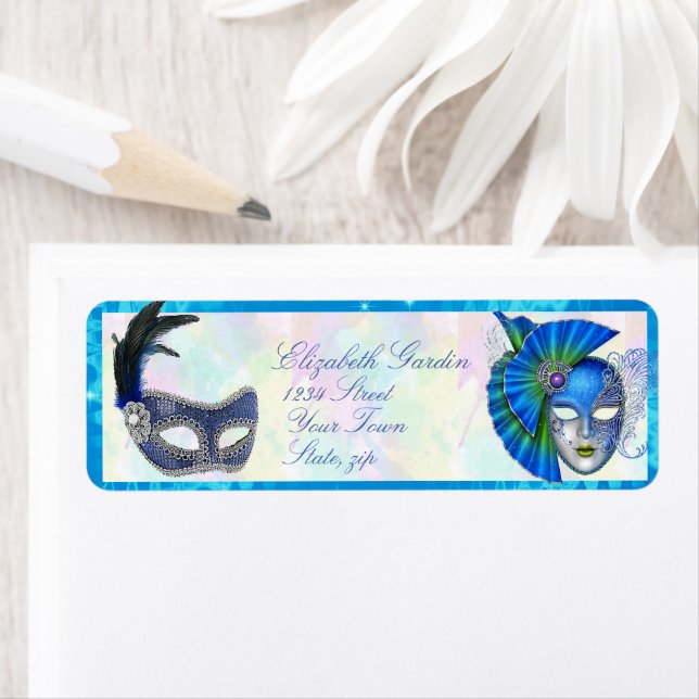 Masquerade Masks Mardi Gras Elegant Return Address Label (Insitu)