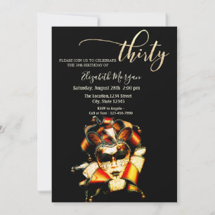 Masquerade, Masque Black 30th Birthday   Invitation