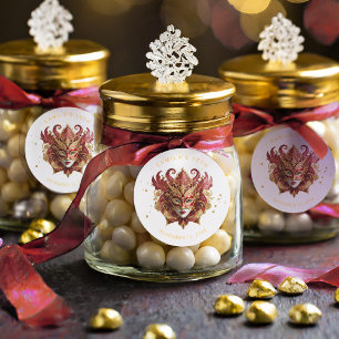 Masquerade Motif Quinceanera Red Gold ID1031 Classic Round Sticker