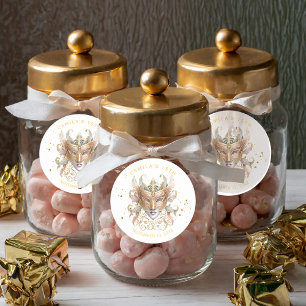 Masquerade Motif Quinceanera Rose Gold ID1031 Classic Round Sticker