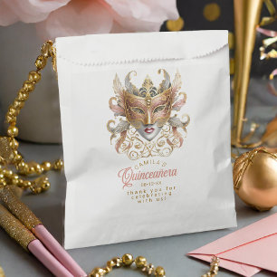 Masquerade Motif Quinceanera Rose Gold ID1031 Favour Bag