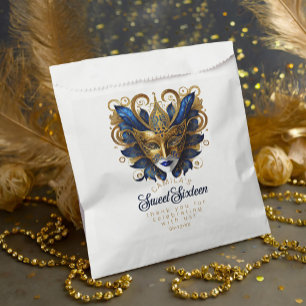 Masquerade Motif Sweet 16 Blue Gold ID1032 Favour Bag