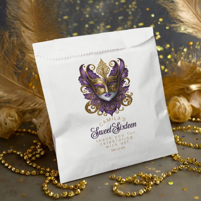 Masquerade Motif Sweet 16 Purple Gold ID1032 Favour Bag (Creator Uploaded)