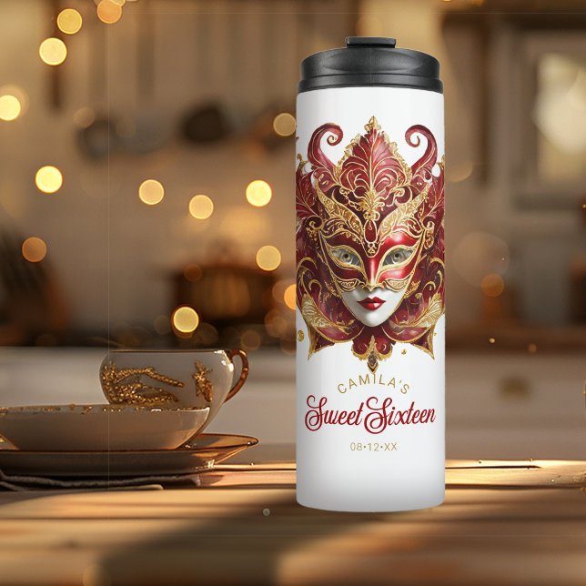Masquerade Motif Sweet 16 Red Gold ID1032 Thermal Tumbler (Creator Uploaded)