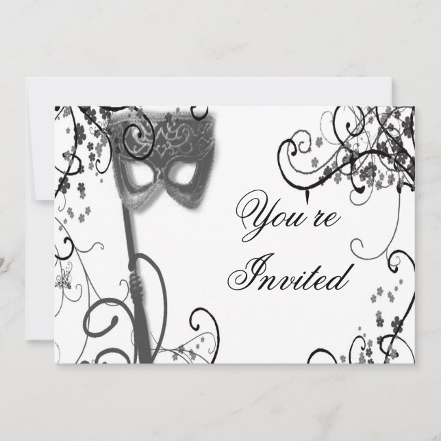 Masquerade Mystique  BW Invitation (Front)