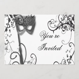 Masquerade Mystique  BW Invitation