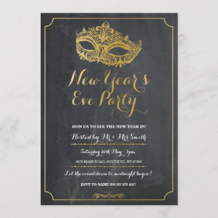 MASQUERADE New Year Years Eve Party Mask Invite