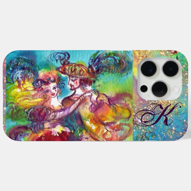 MASQUERADE NIGHT / CARNIVAL DANCE MONOGRAM Case-Mate iPhone CASE (Back (Horizontal))