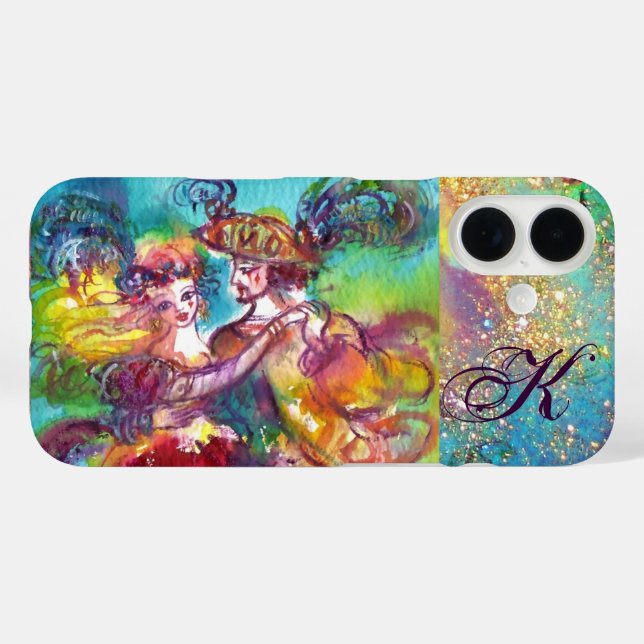MASQUERADE NIGHT / CARNIVAL DANCE MONOGRAM Case-Mate iPhone CASE (Back (Horizontal))