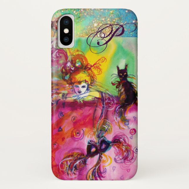 MASQUERADE NIGHT / LADY WITH BLACK CAT MONOGRAM Case-Mate iPhone CASE (Back)