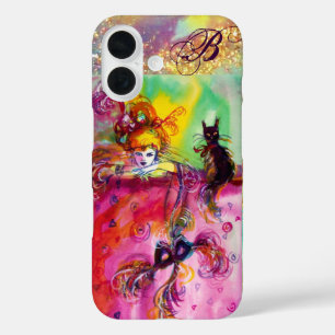 MASQUERADE NIGHT / LADY WITH BLACK CAT MONOGRAM iPhone 16 CASE