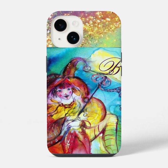 MASQUERADE NIGHT / RED YELLOW JESTER MONOGRAM iPhone CASE (Back)