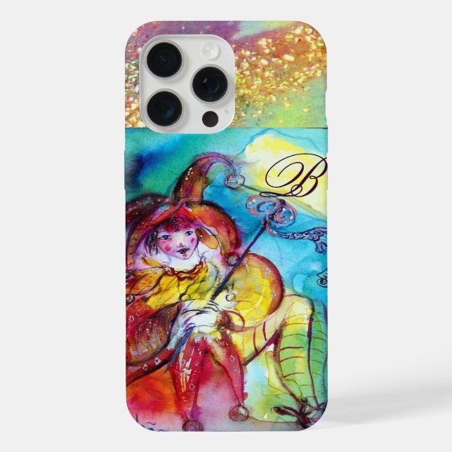 MASQUERADE NIGHT / RED YELLOW JESTER MONOGRAM iPhone CASE (Back)