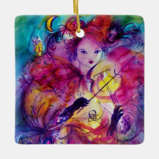 MASQUERADE NIGHT / Violinist in the Nighjt Ceramic Ornament (Front)