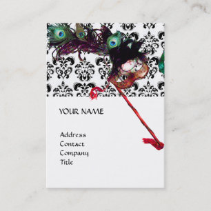 MASQUERADE PARTY black and white damask Business Card