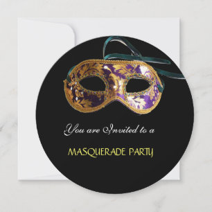 MASQUERADE PARTY,Black white blue Invitation