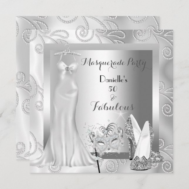 Masquerade Party Fabulous 50 Birthday Diamond Invitation (Front/Back)