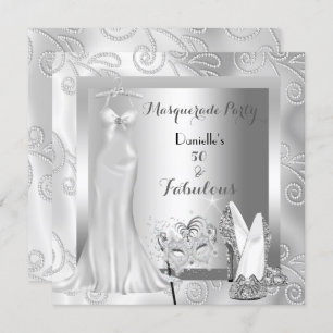 Masquerade Party Fabulous 50 Birthday Diamond Invitation
