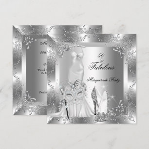 Masquerade Party Fabulous 50 Birthday Silver 2 Invitation