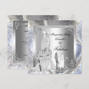Masquerade Party Fabulous 50 Birthday Silver Invitation