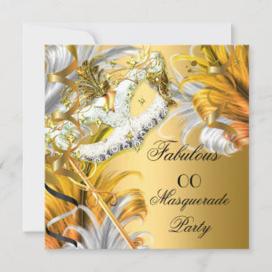 Masquerade Party Fabulous Birthday Gold Silver Invitation