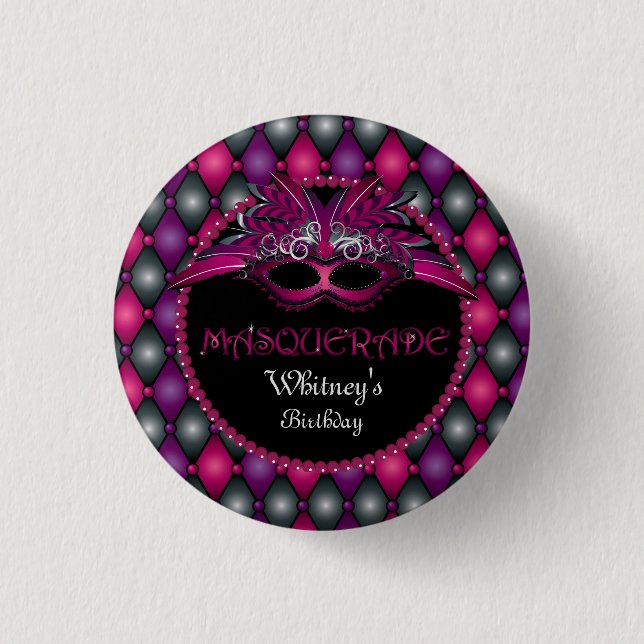 Masquerade Party Favour 1 Inch Round Button (Front)