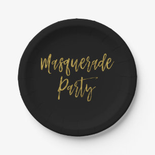 Masquerade Party Gold Foil Plates