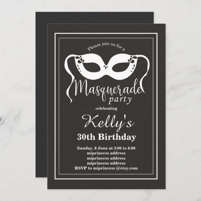 MASQUERADE Party Invitation (Front/Back)