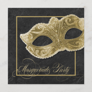Masquerade Party Invitation - Black & Gold