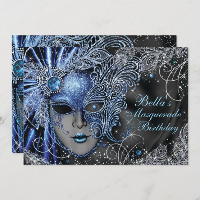 Masquerade Party Invitations (Front/Back)