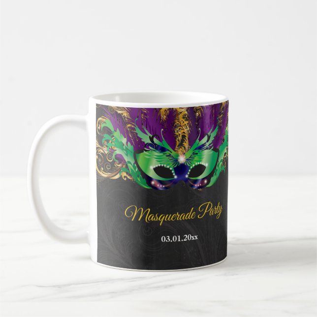 Masquerade Party Magical Night Green Purple Gold Coffee Mug (Left)