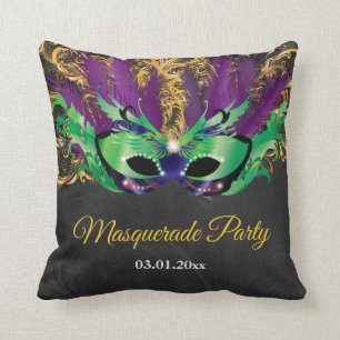 Masquerade Party Magical Night Green Purple Gold Cushion